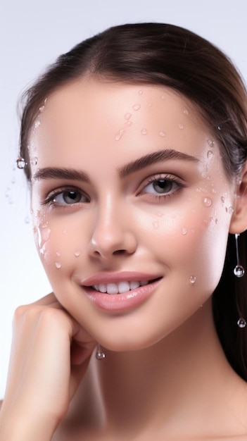 Foto una mujer con mucha agua en la cara