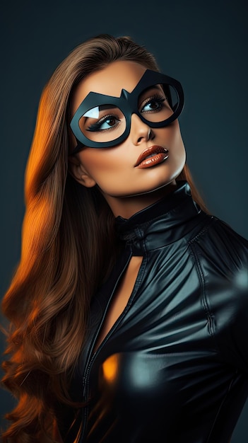 Mujer murciélago de Halloween con gafas
