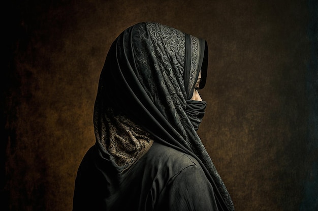 Mujer musulmana con hiyab desde atrás IA generativa