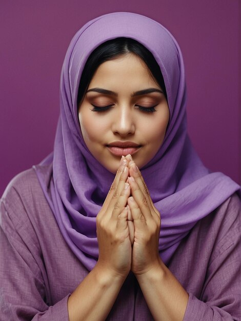 Foto mujer musulmana que reza