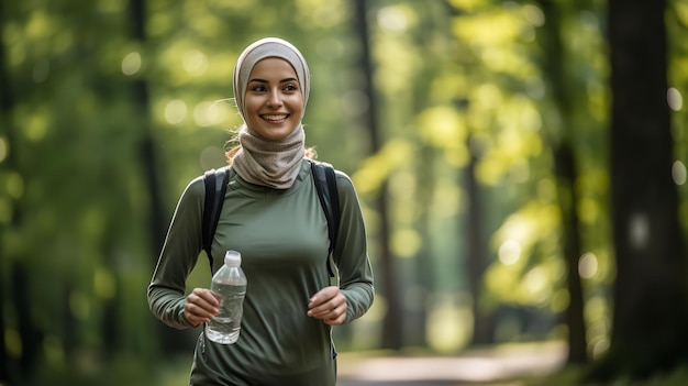 Mujer musulmana terminó corriendo en el parque mientras Ai generativo