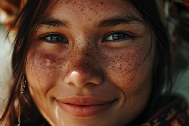 Mujer nativa americana sonriente
