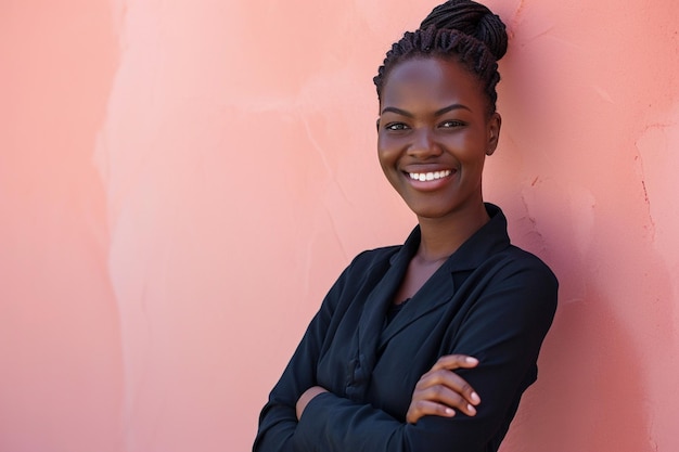 mujer de negocios africana en el fondo