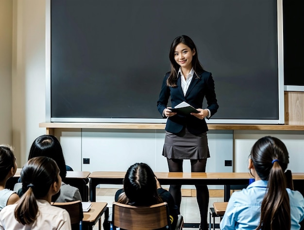 Foto una mujer de negocios aprende atentamente en un aula