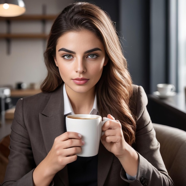 Mujer de negocios bebiendo café