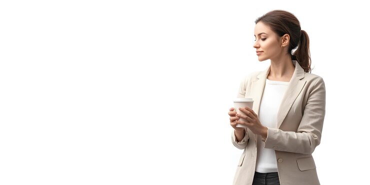 Mujer de negocios con café