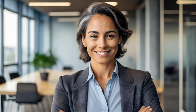 mujer de negocios CEO sonriendo de la compañía importante