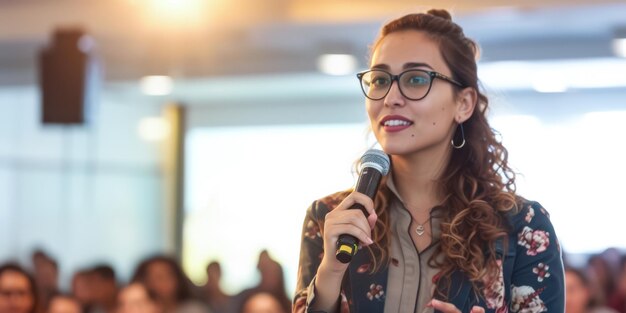 Foto mujer de negocios durante un curso de formación