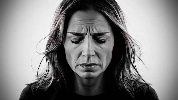 Mujer de negocios deprimida mujer dolor tensión ansiedad preocupada