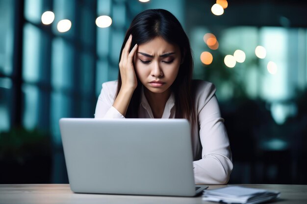 Foto una mujer de negocios estresada infeliz triste ia generativa