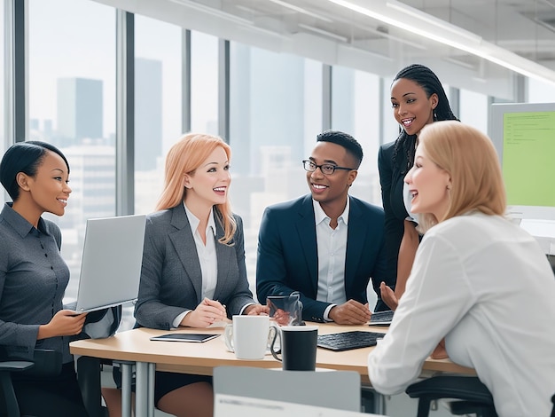 Mujer de negocios feliz en la oficina generó una imagen