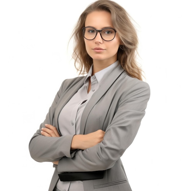 Foto mujer de negocios con gafas aislada