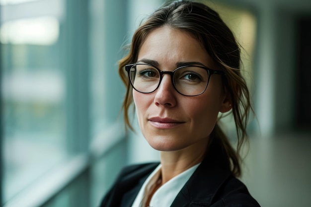 Una mujer de negocios con gafas