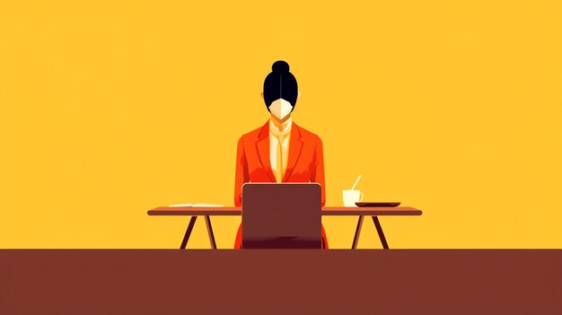 Mujer de negocios haciendo trabajo de escritorio en la oficina Ilustradora de IA generativa sin rostro