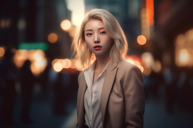 Mujer de negocios hermosa asiática en blazer