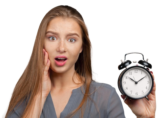 Mujer de negocios joven con reloj