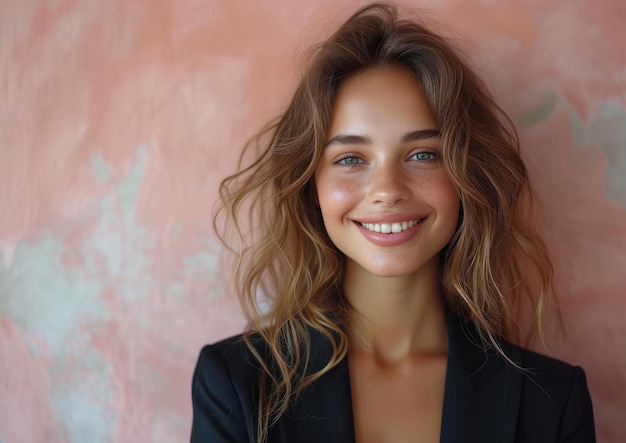 Mujer de negocios de mediana edad, feliz, sonriente, jefa con traje.