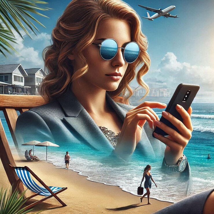Mujer de negocios de la playa