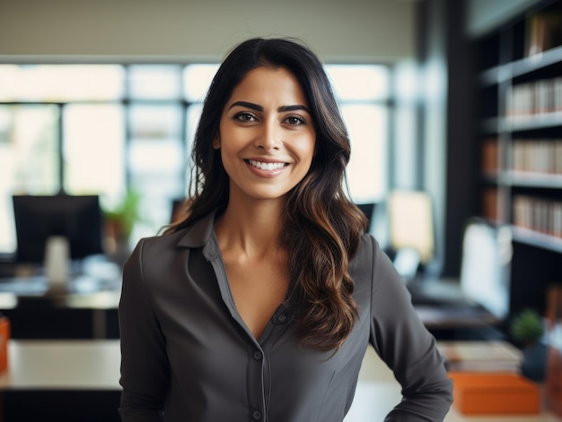 Mujer de negocios profesional sonriente en la oficina