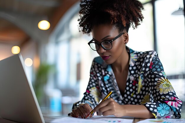 Foto mujer de negocios realizando un análisis swot