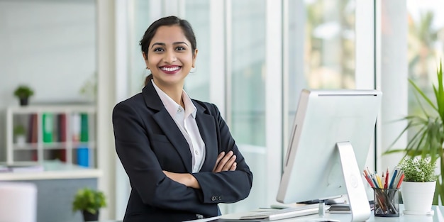 Una mujer de negocios segura en el trabajo