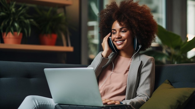 mujer de negocios sonriente con gafas trabajando en la oficina