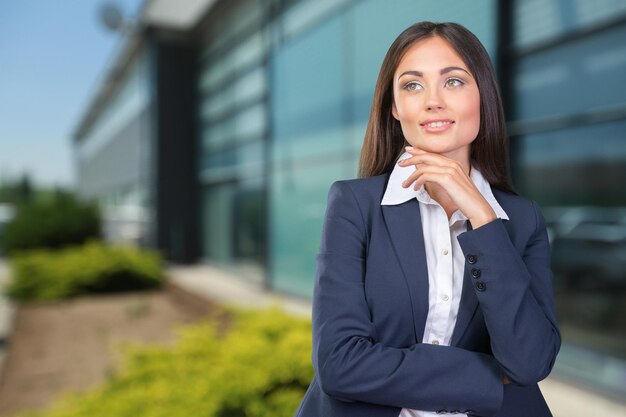 Mujer de negocios, sonriente