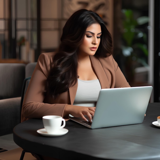 mujer de negocios trabajando con una computadora portátil