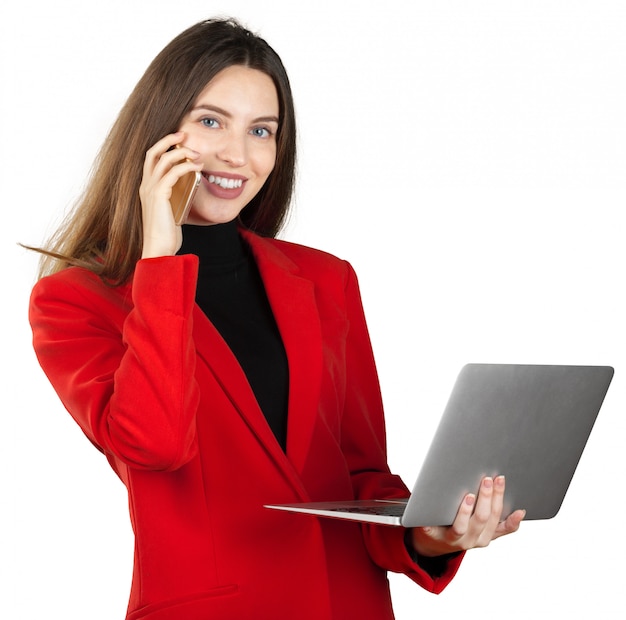 Mujer de negocios, utilizar, smartphone