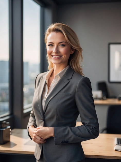 Foto mujer de negocios visionaria una líder con presencia ejecutiva y agudeza profesional