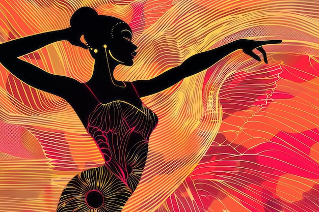 Foto mujer negra africana bailando con gracia concepto de ilustración abstracta