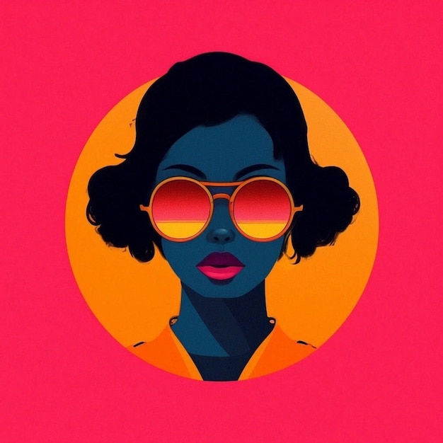 Mujer negra africana retrato de arte pop cartel de colores vibrantes estampado plano de camiseta minimalista