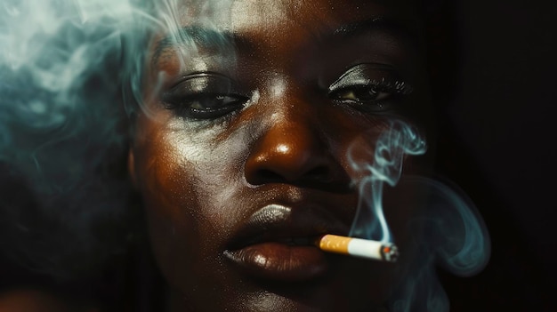 Mujer negra fumando