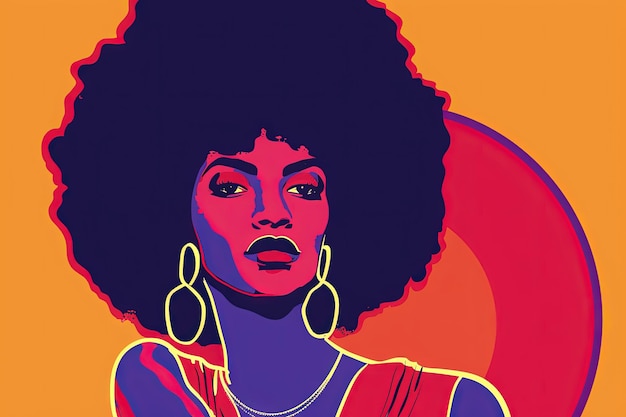 Mujer negra funky de estilo retro de los años 70 póster afro