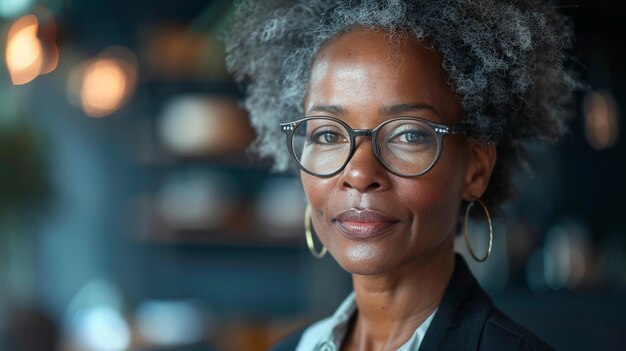 una mujer negra con gafas