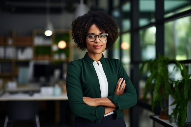 Mujer negra en negocios afroamericana profesional empresa propiedad de negros