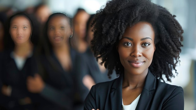 Mujer negra en una posición de liderazgo en un campo dominado por hombres Rompiendo estereotipos Concepto del Día de la Mujer