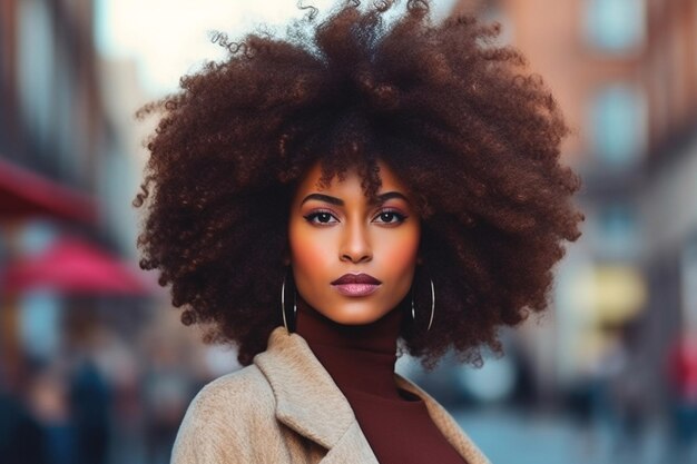 Foto la mujer negra, símbolo de la igualdad, lucha contra el racismo y los prejuicios, lucha contra la agresión a las mujeres.