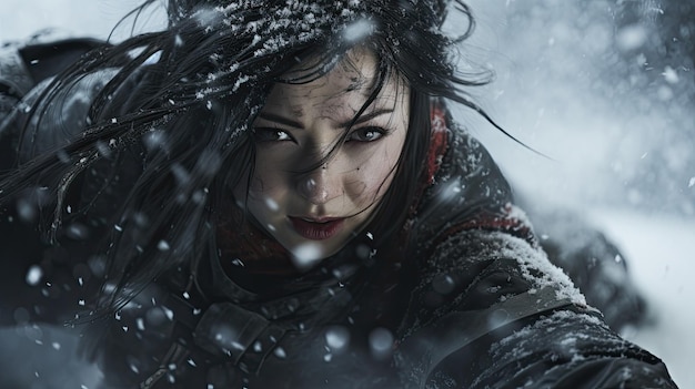 una mujer en la nieve