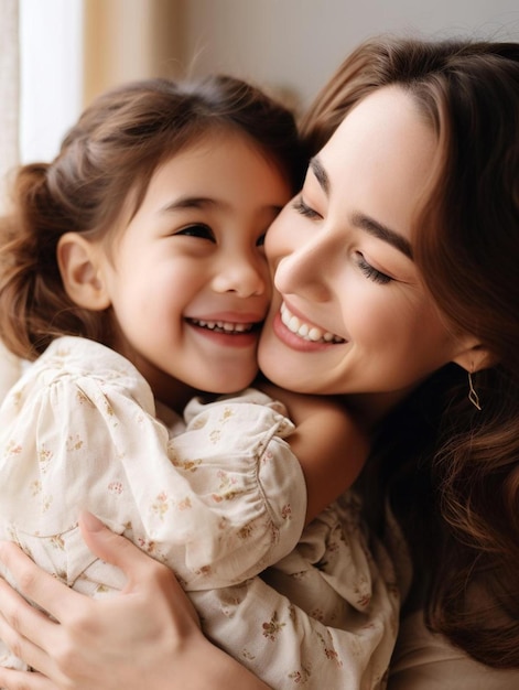 Foto una mujer y una niña abrazándose