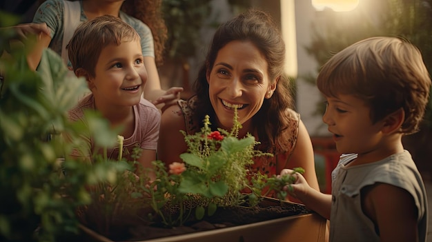 Foto mujer y niña juntas en un campo de flores día de la madre