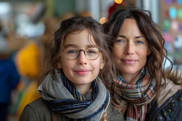 Mujer y niño con gafas y pañuelos