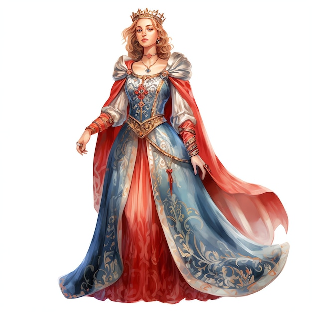 Mujer noble fantasía de acuarela medieval