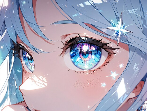 mujer de ojos azules con estilo de cristal
