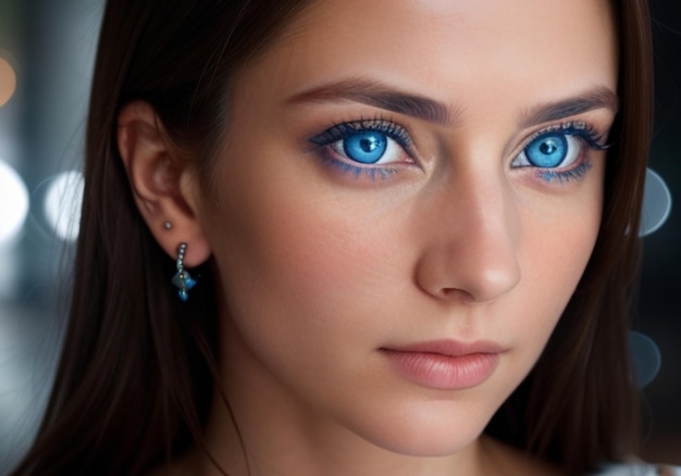 Foto una mujer con ojos azules penetrantes