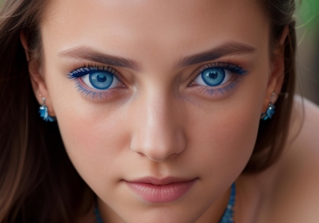 Foto una mujer con ojos azules penetrantes