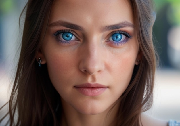 Foto una mujer con ojos azules penetrantes