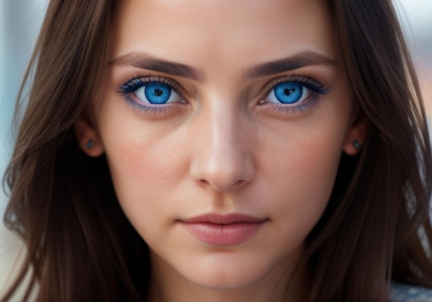 Foto una mujer con ojos azules penetrantes