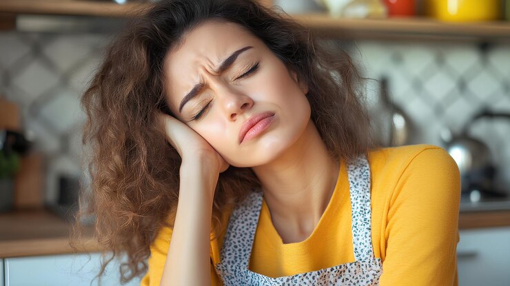 una mujer con los ojos cerrados y los ojos cerrados