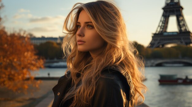 Mujer de otoño en París